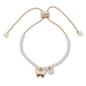 DKNY Gold-Tone Double Butterfly Beaded Slider Bracelet